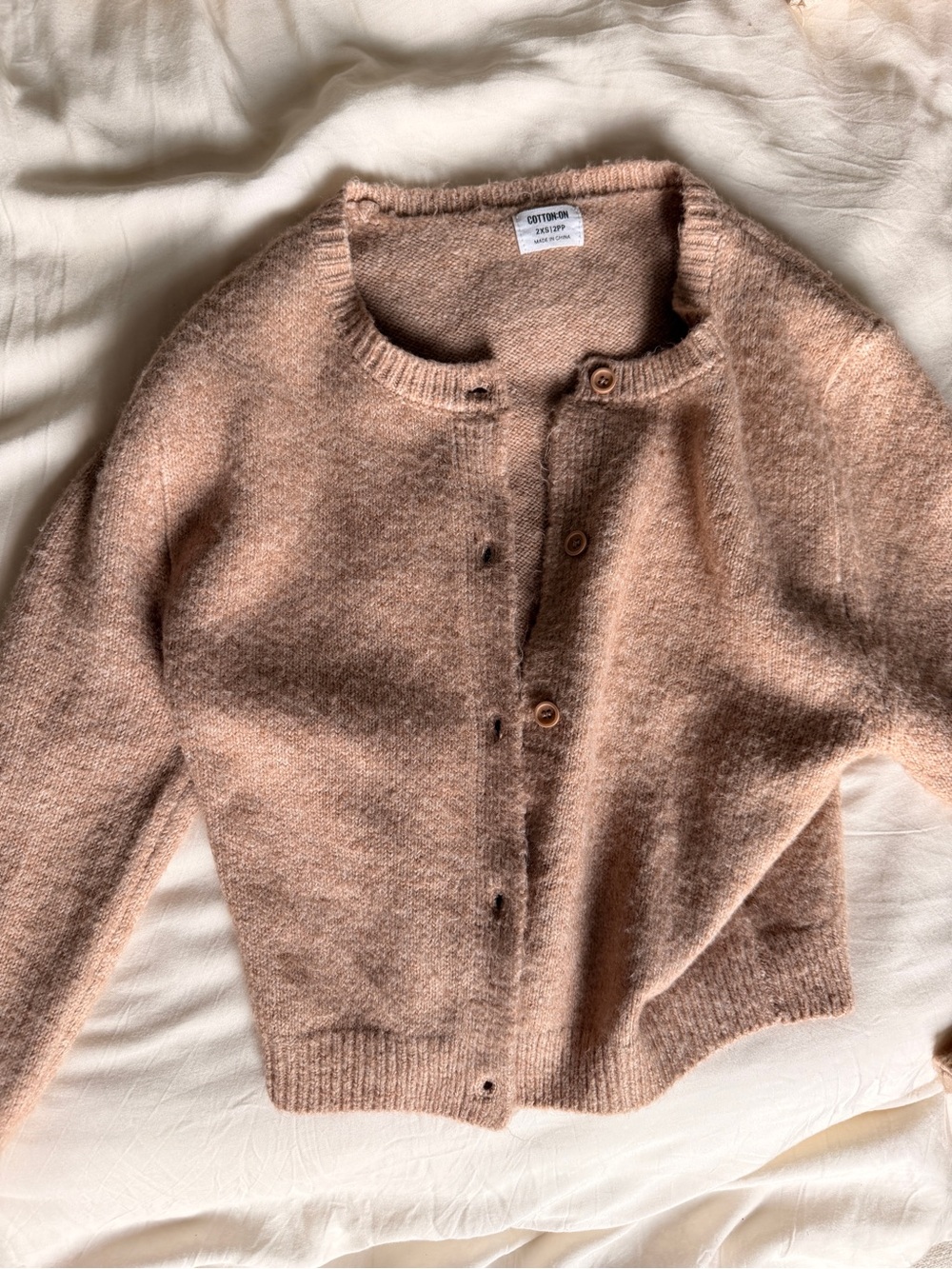Cotton On Soft Knit Crewneck Cardigan - beige XXS